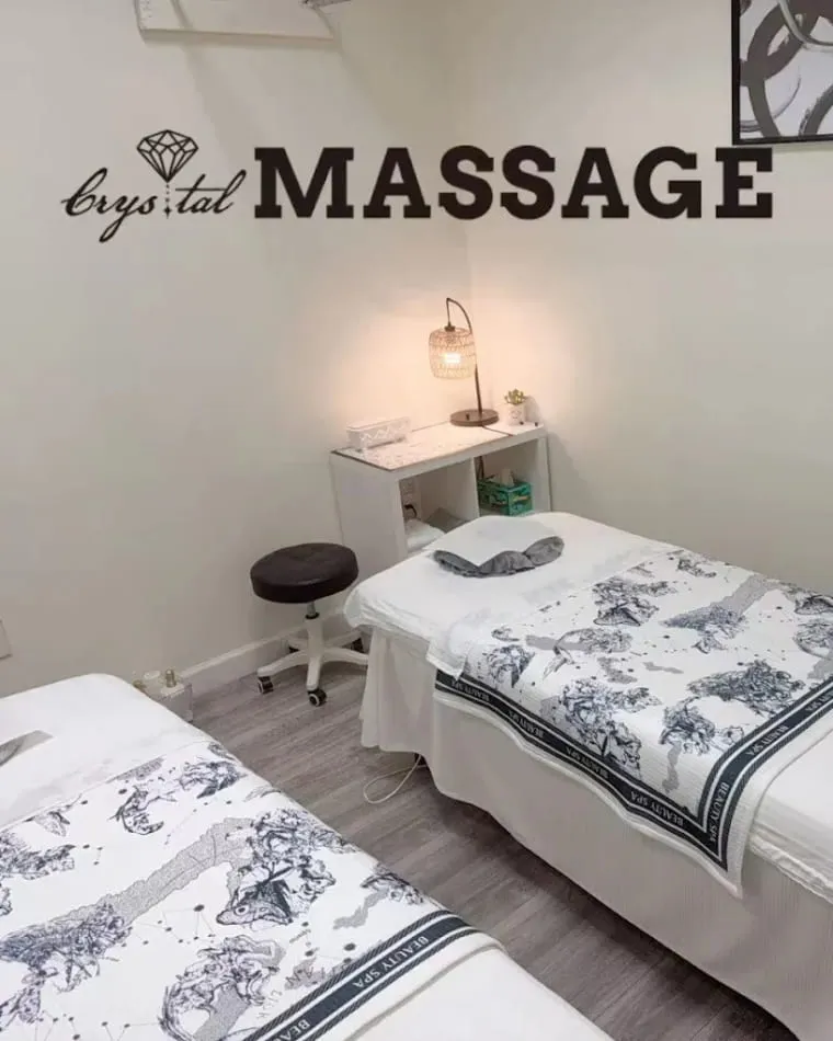 Massage tables in a treatment room at Crystal Massage in Wichita